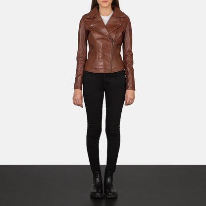 Brown Real Leather Biker Jacket