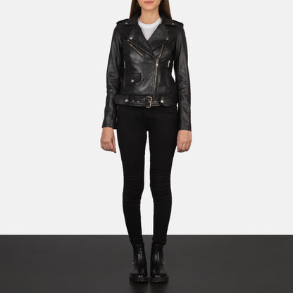 Black Real leather biker jacket