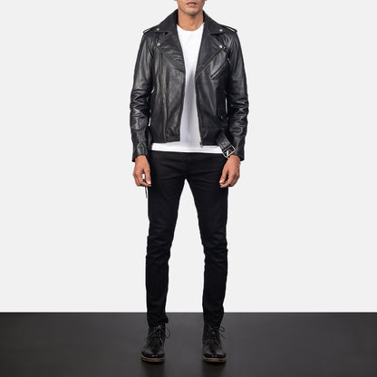 Black Real Leather Biker Jacket