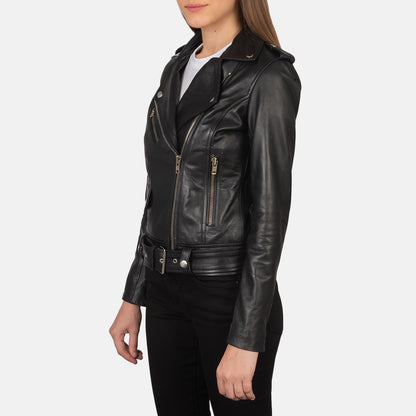 Black Real leather biker jacket