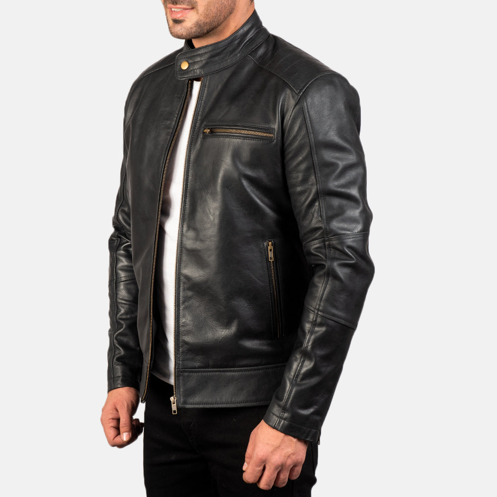 Black Real Leather Biker Jacket