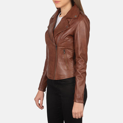 Brown Real Leather Biker Jacket