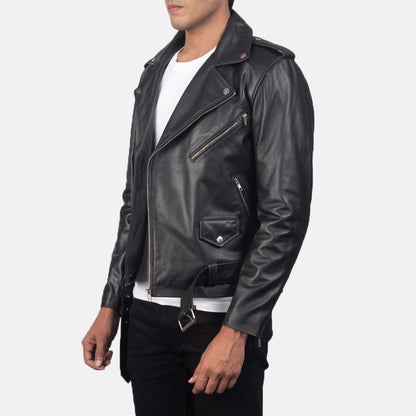 Black Real Leather Biker Jacket