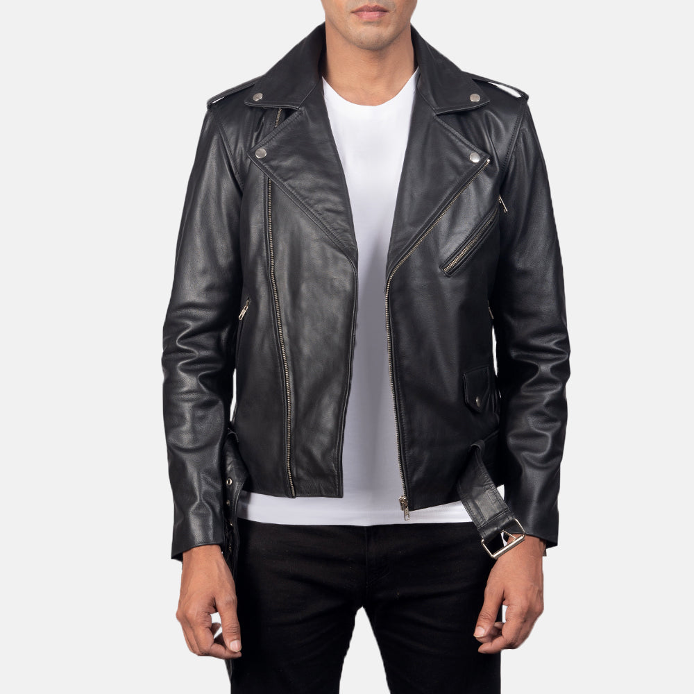 Black Real Leather Biker Jacket