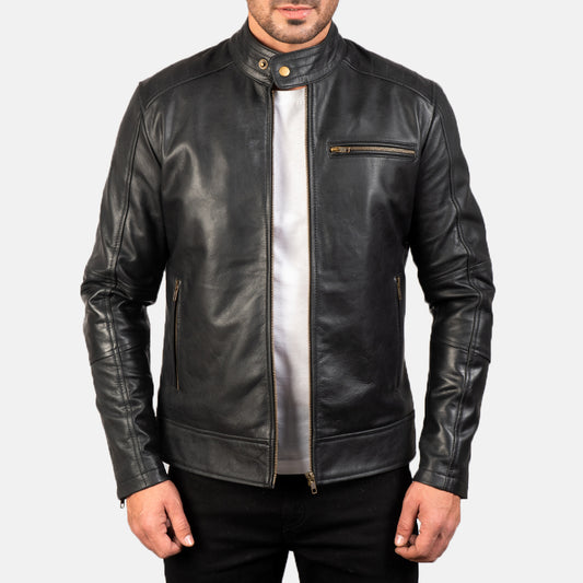 Black Real Leather Biker Jacket