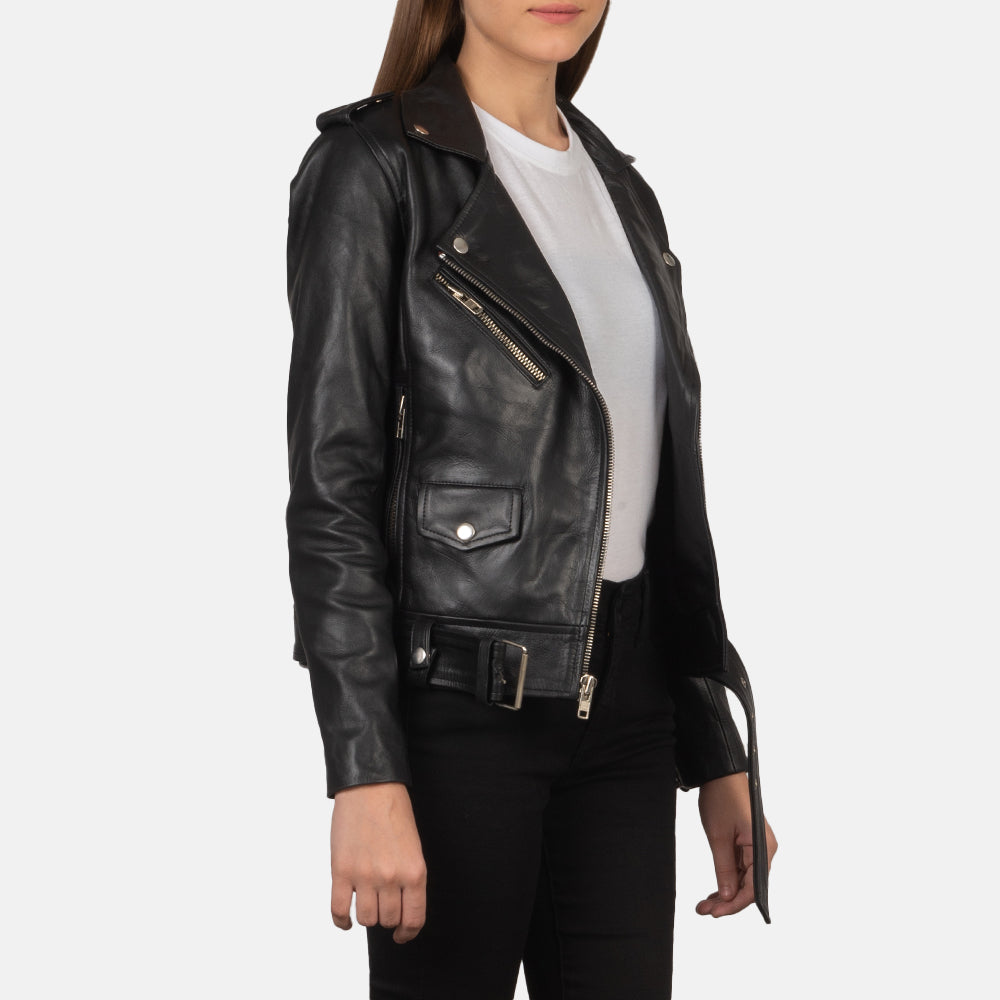 Black Real leather biker jacket