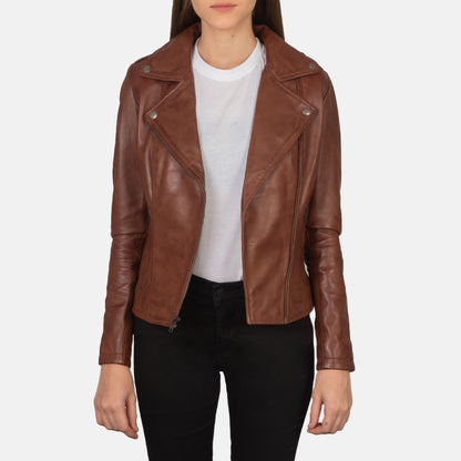 Brown Real Leather Biker Jacket