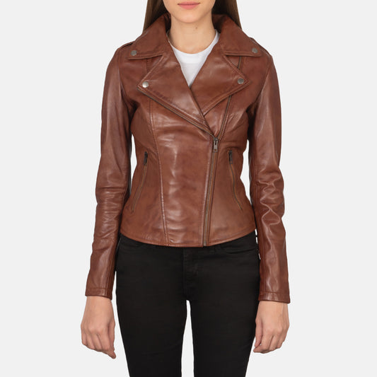 Brown Real Leather Biker Jacket