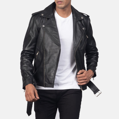 Black Real Leather Biker Jacket