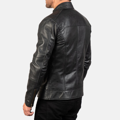 Black Real Leather Biker Jacket