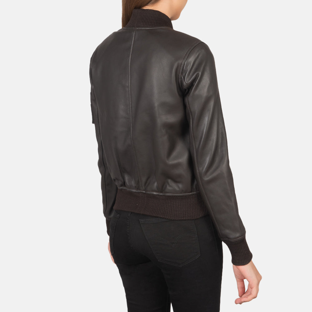 Brown Real Leather Bomber Jacket