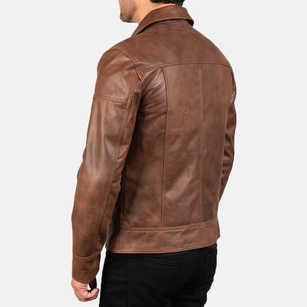 Brown Real Leather Biker Jacket