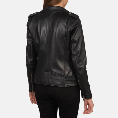 Black Real leather biker jacket