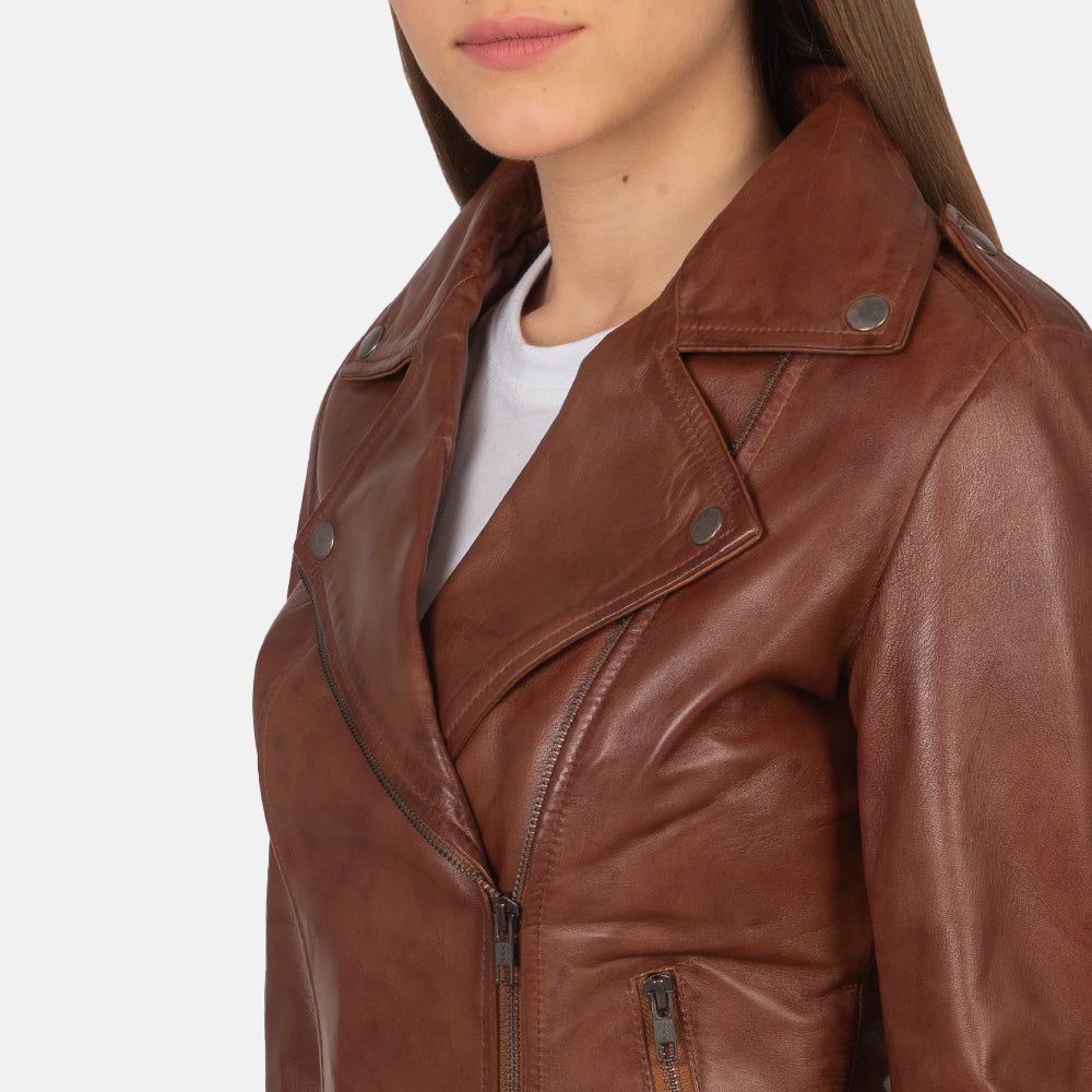 Brown Real Leather Biker Jacket