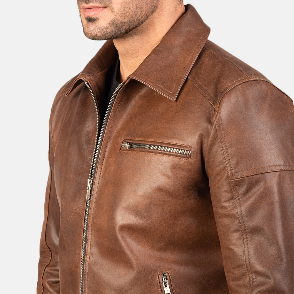 Brown Real Leather Biker Jacket