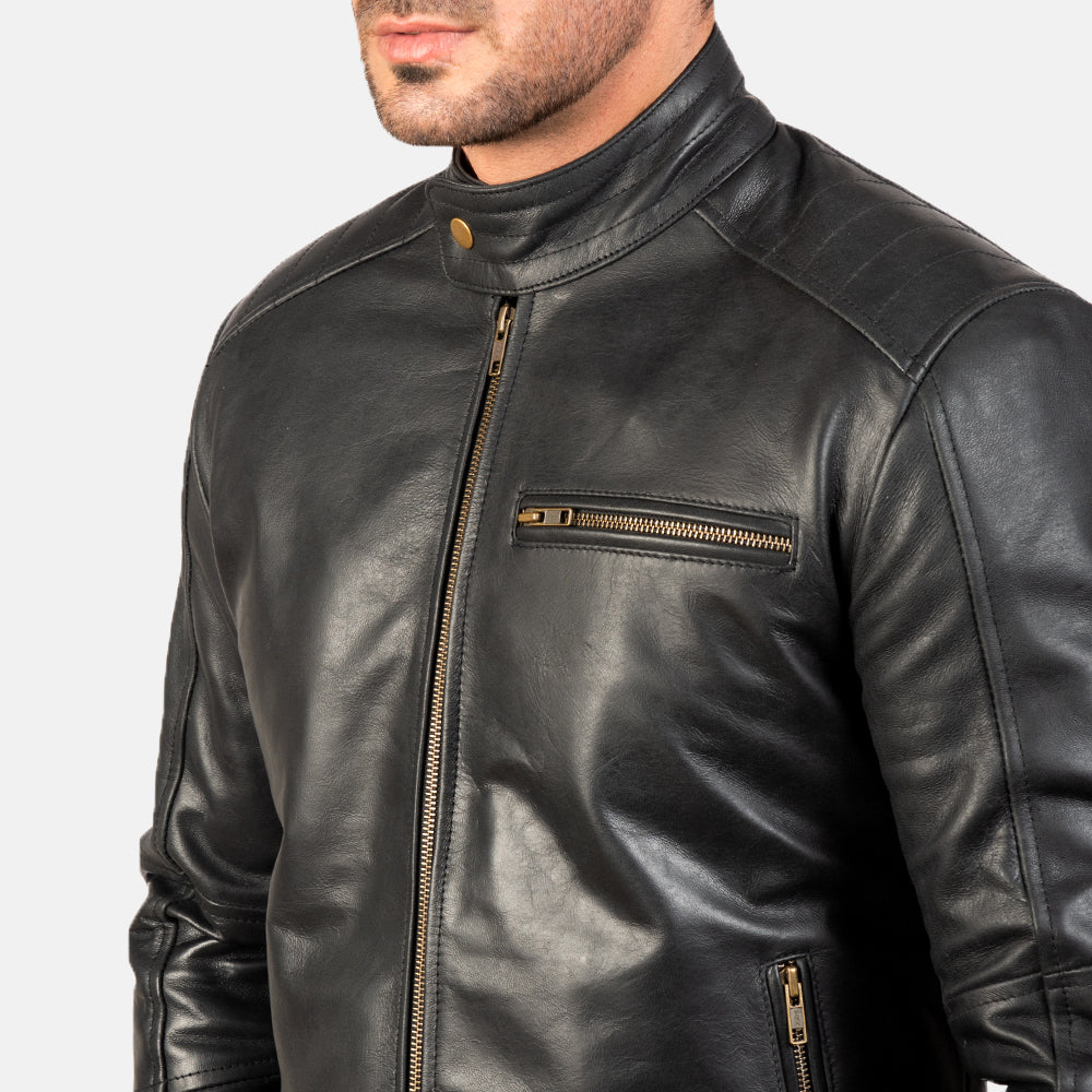 Black Real Leather Biker Jacket