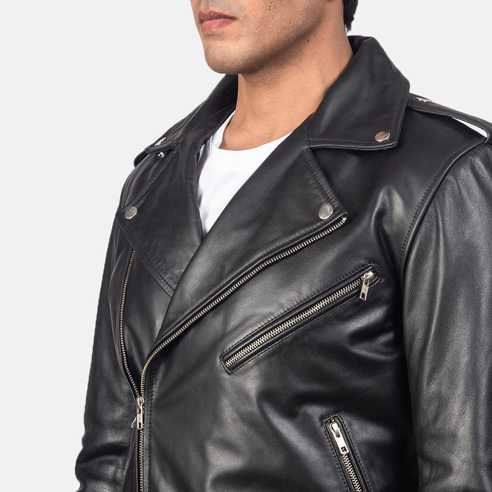 Black Real Leather Biker Jacket