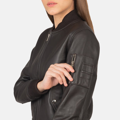 Brown Real Leather Bomber Jacket