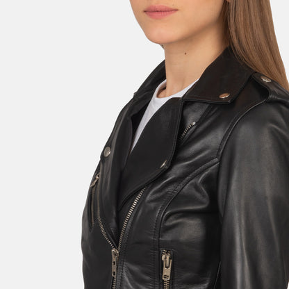 Black Real leather biker jacket